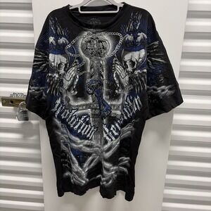 Y2K Graphic T-Shirt P J Mark Black Short Sleeve Cotton Regular Fit Size XXL